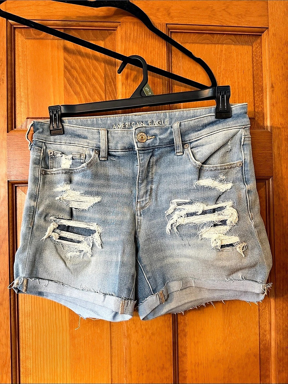American Eagle Distressed Denim Jean Shorts Blue Waist 10